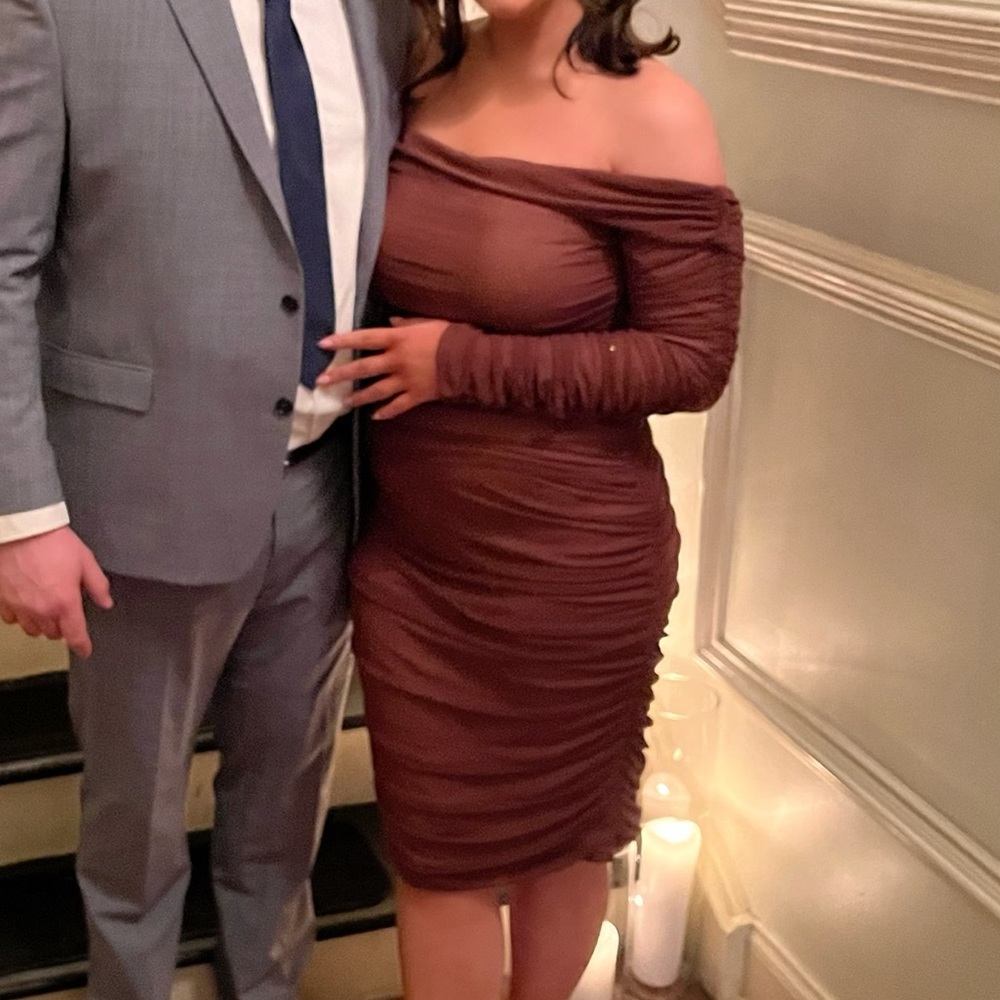 Sexy Ruched Brown Midi dress